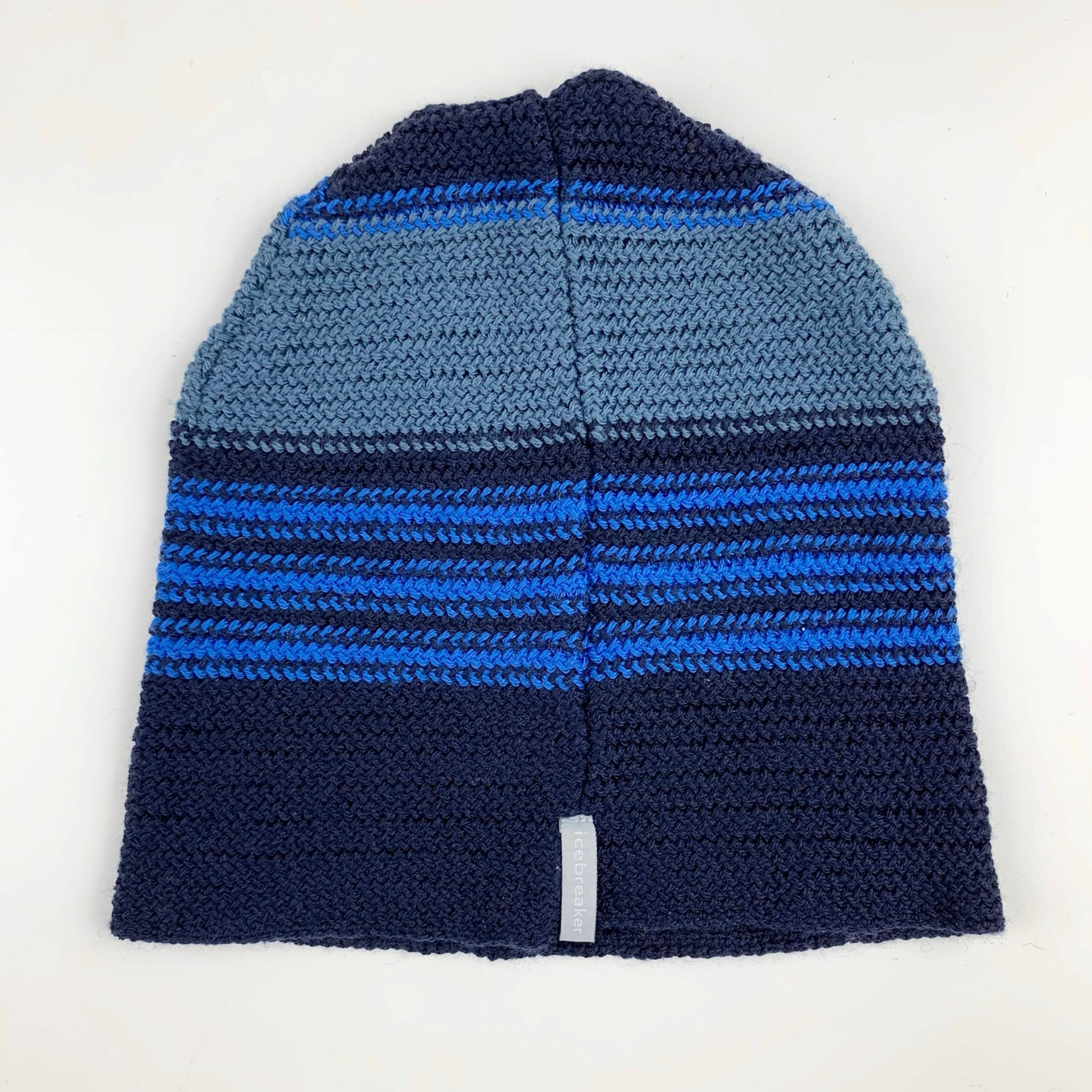 Icebreaker Beanie Hat Merino Wool Knit Blue Stripe Women's S