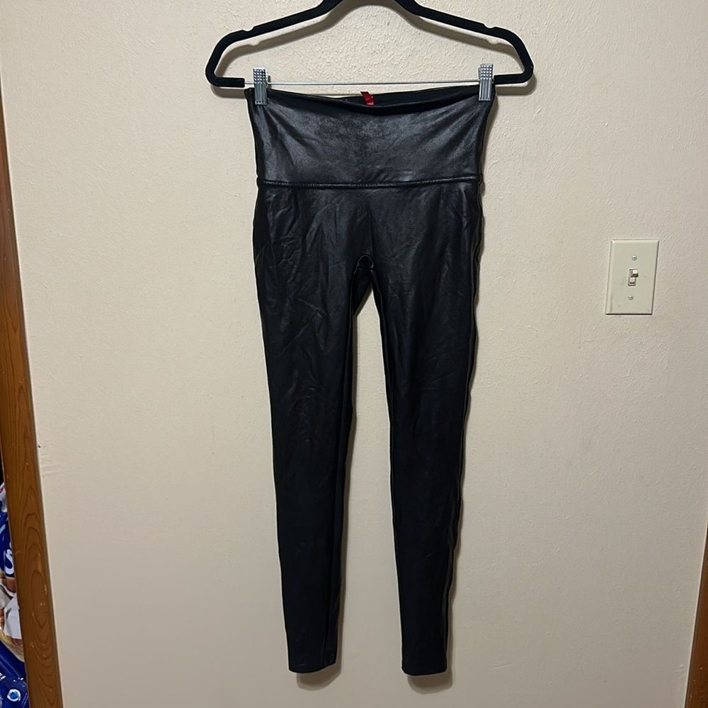 Spanx Ready to Wow Faux Leather Leggings Women's Black Size Large