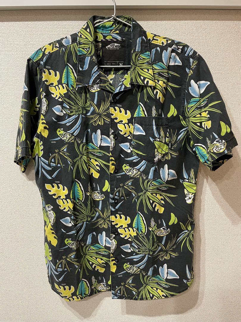 VANS Aloha Shirt Hawaiian M Size Black 90s