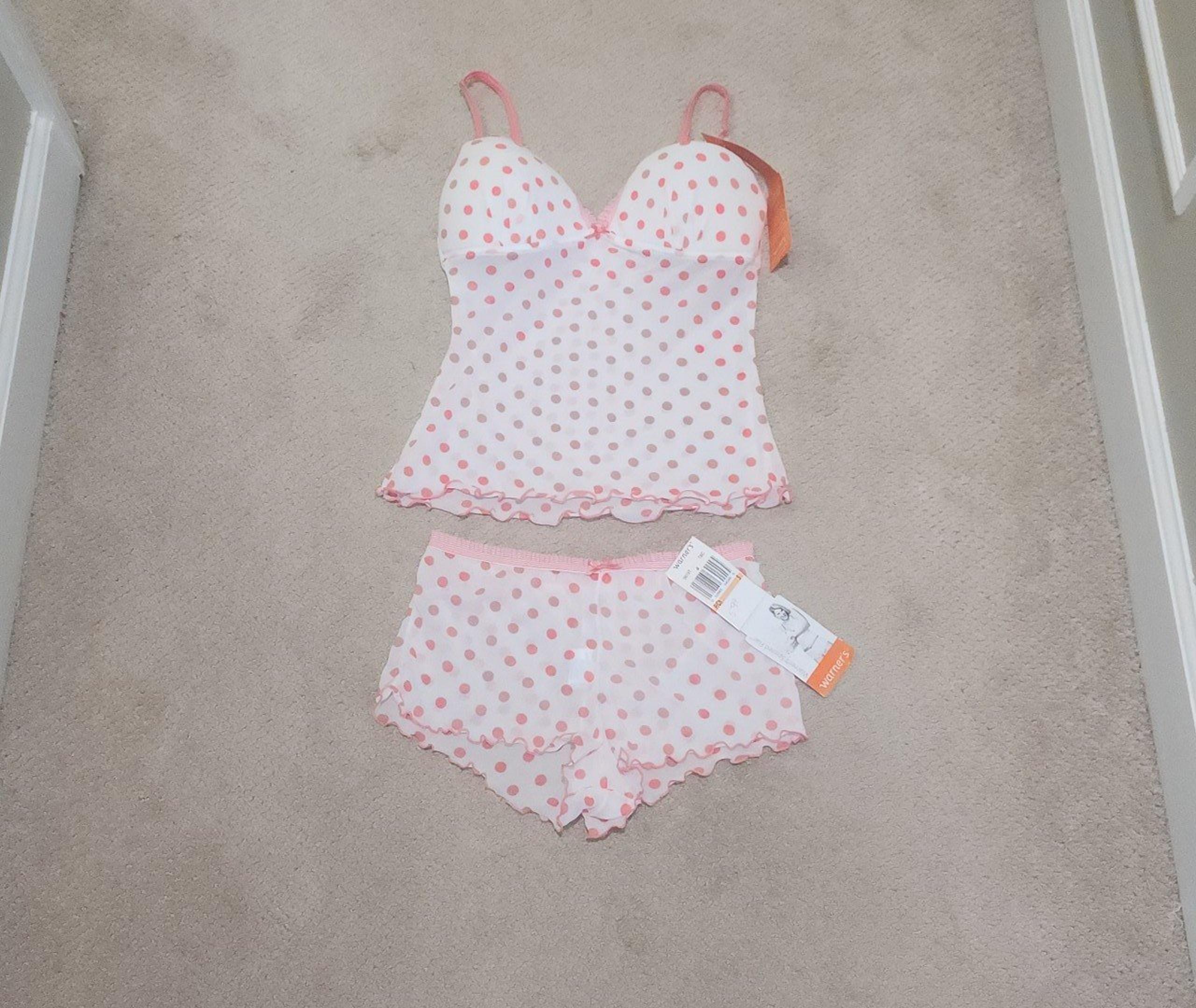 Warners NWT Y2K Spirited Flair Polka Dot Camisole Set Size Small