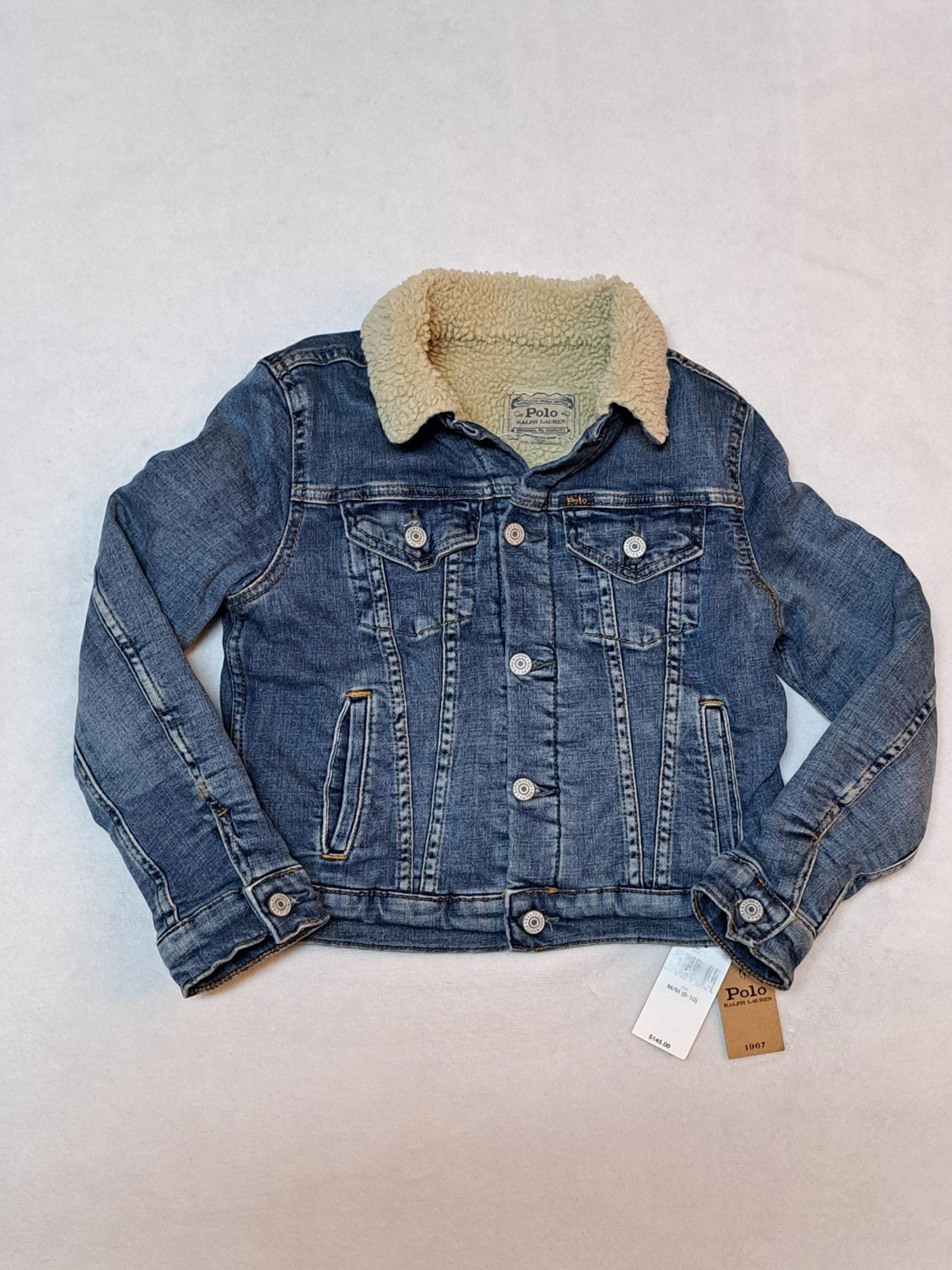 Polo Ralph Lauren Faux-Shearling Denim Trucker Jacket - KIDS SIZE MEDIUM (8-10)