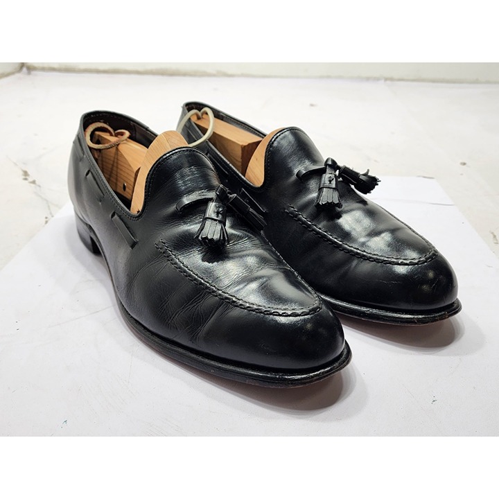 Keith Highlanders Vintage Black Leather Tassel Slip On Loafers Men's Size 12D