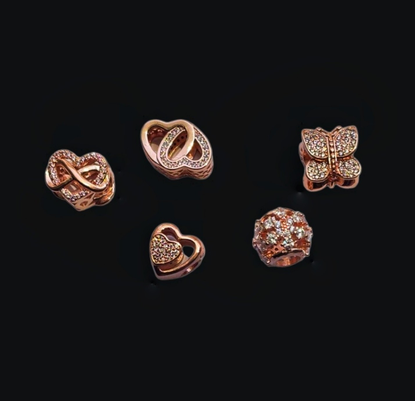 5 PANDORA Rose Gold Charms