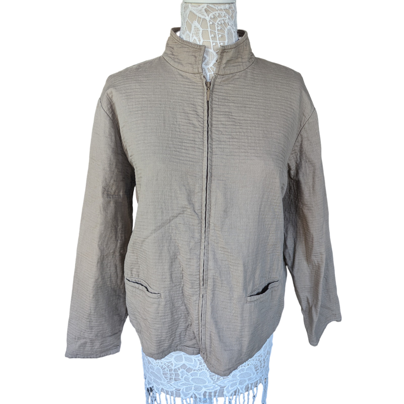 Eileen Fisher Crinkle Cotton Jacket M