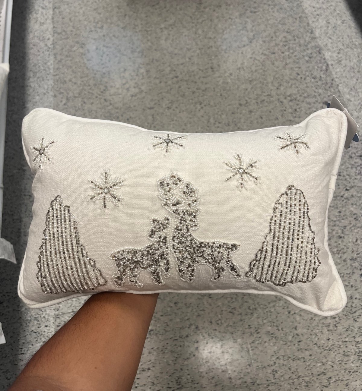 White christmas reindeer throw pillow