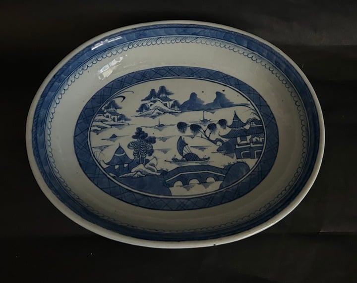 11.5 Large Chinese Qing Dynasty Blue and White Platter