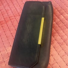 J Crew black leather womens clutch