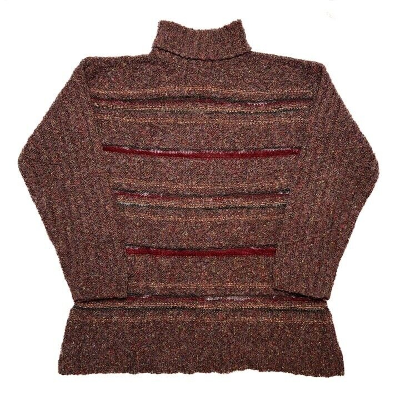 NWB Casuals Vintage Distressed Mesh Turtleneck Sweater Multicolor Knit Women's L