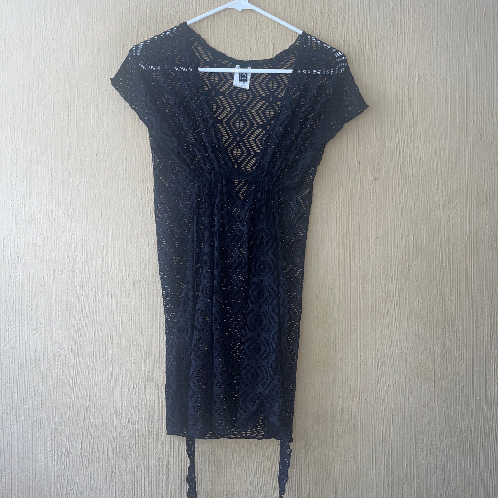 BECCA by Rebecca Virtue Swim Black Crochet Lace Cover Up Dress Size XS Mesh