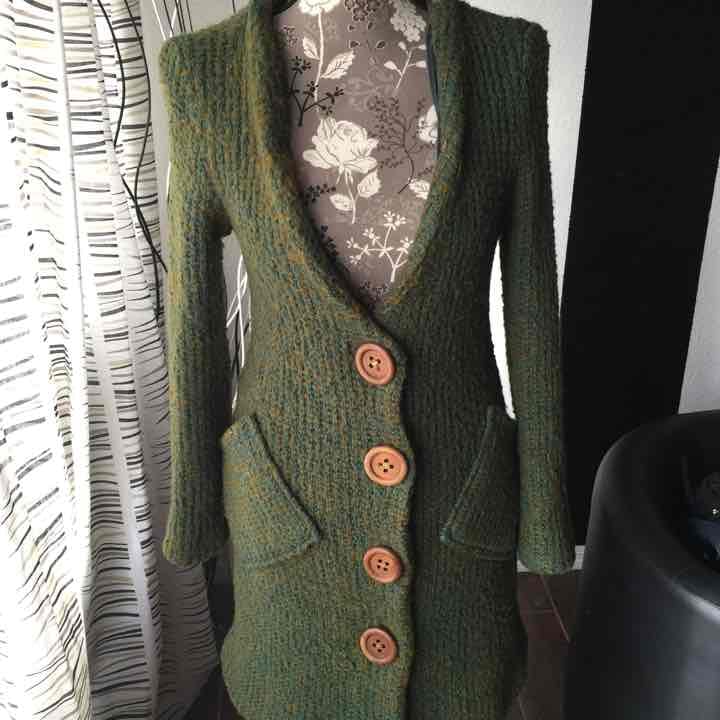 Vintage green wool coat sz Xs