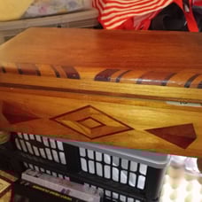 Handmade vtg wood chest inlayed