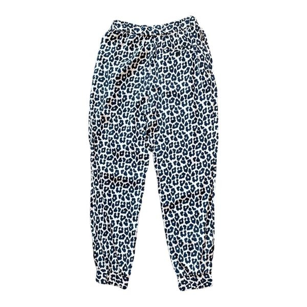 3.1 Phillip Lim Womens Pants Ivory Black Leopard Print Silk Joggers High Waist 4
