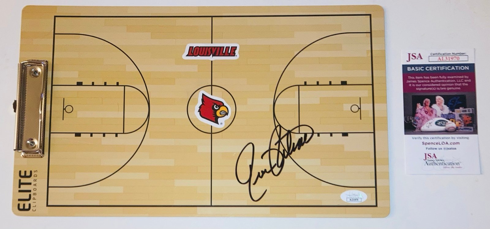 RICK PITINO SIGNED AUTOGRAPHED LOUISVILLE CARDINALS BASKETBALL CLIPBOARD JSA COA
