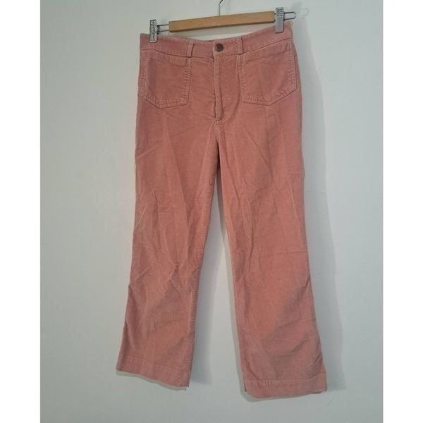 Steven Alan USA womens size 2 SALMON PINK corduroy cropped flare hem pants