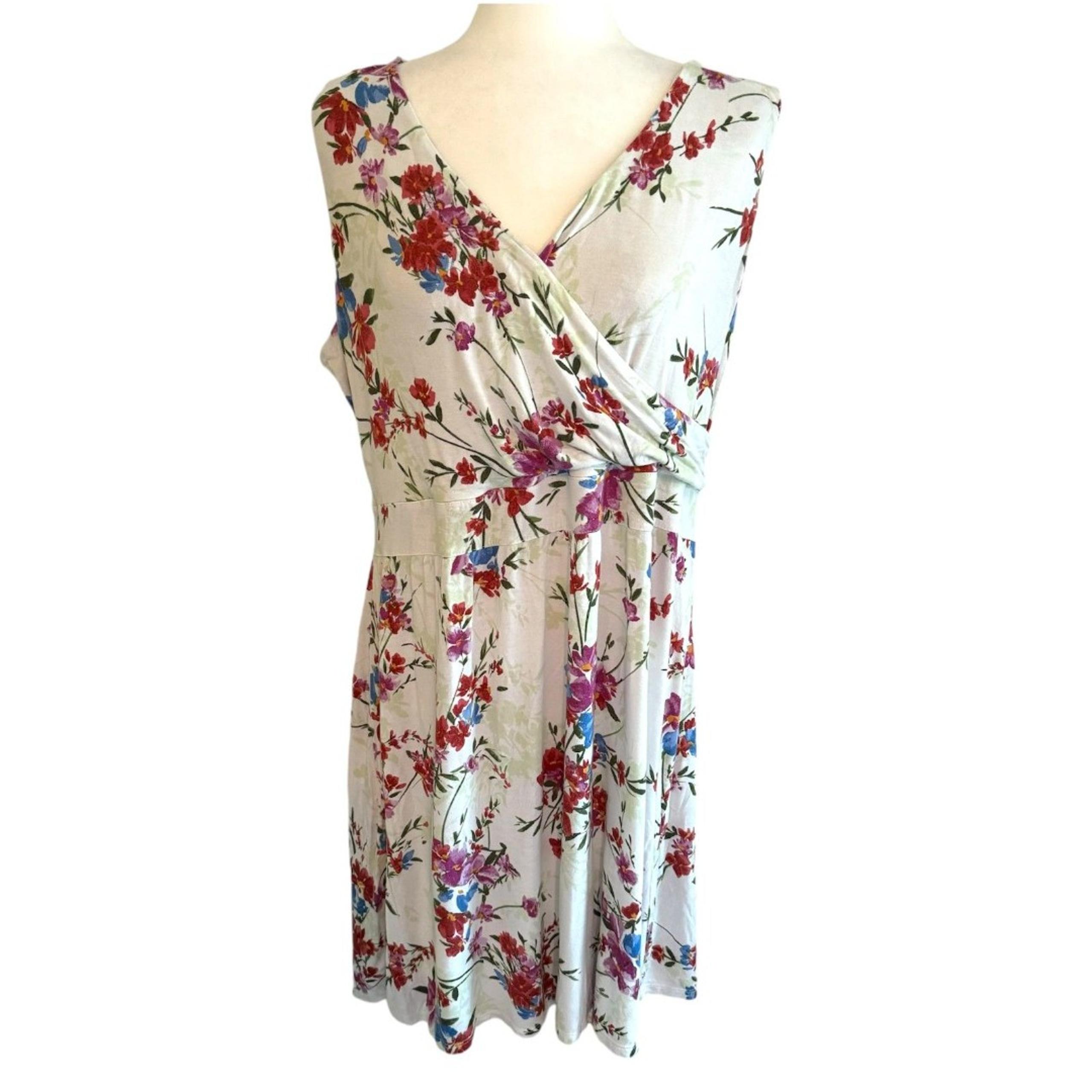 Maurices | 24/7 Sleeveless Floral Faux Wrap Dress V Neck Open Back Plus Size 1X