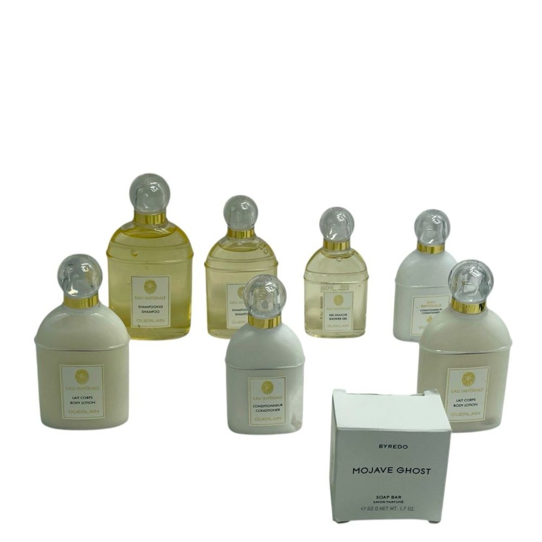 Guerlain Eau Imperiale Perfume Soap & Hair Shampoo & Gel Travel Sz Set Lot x8