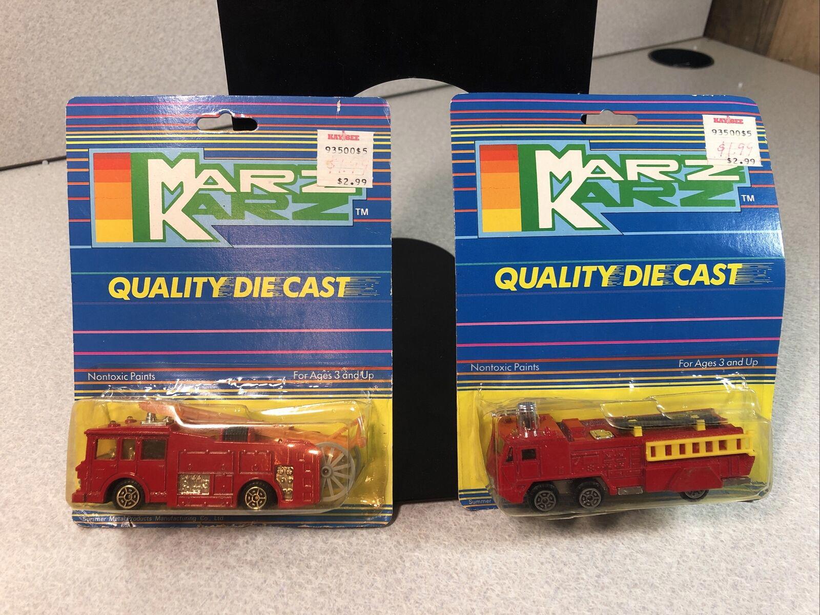 2 Vintage Marz Karz E.R.F. Fire Tender & Chemical Fire Engine MOC