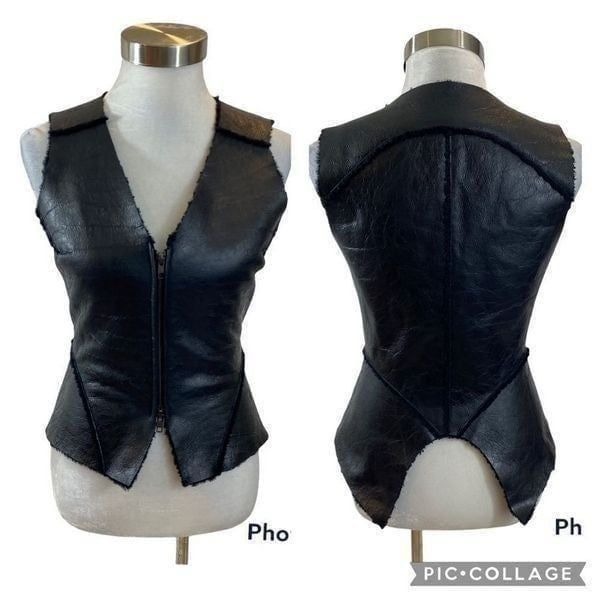 Truth and Pride Black Leather Zip Up Vest Sherpa Lined Size Small Rare Find!!