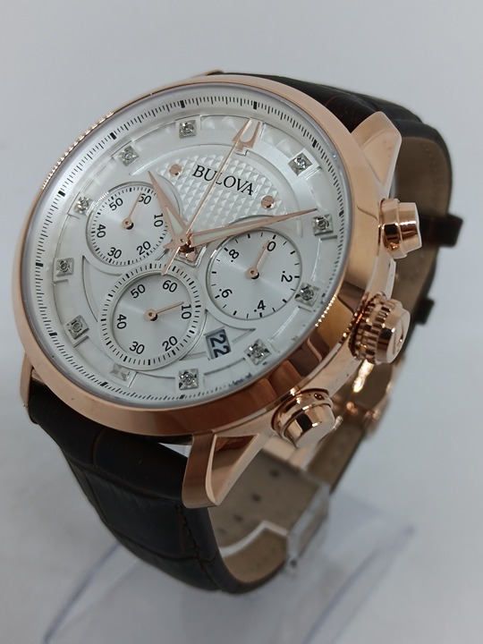 Bulova 97D133 Men's 43mm Classic Diamond Chronograph S/Steel Quartz Watch NWOT