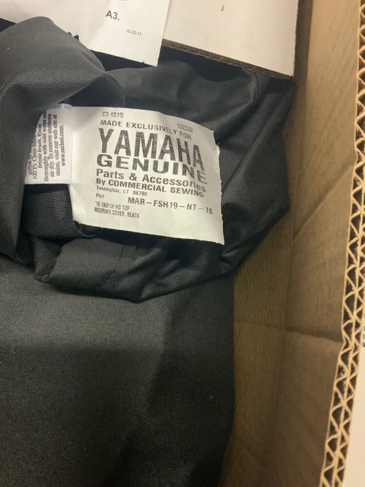 Yamaha Boat Cover Black Non T Top Mooring MAR-FSH19-NT-16