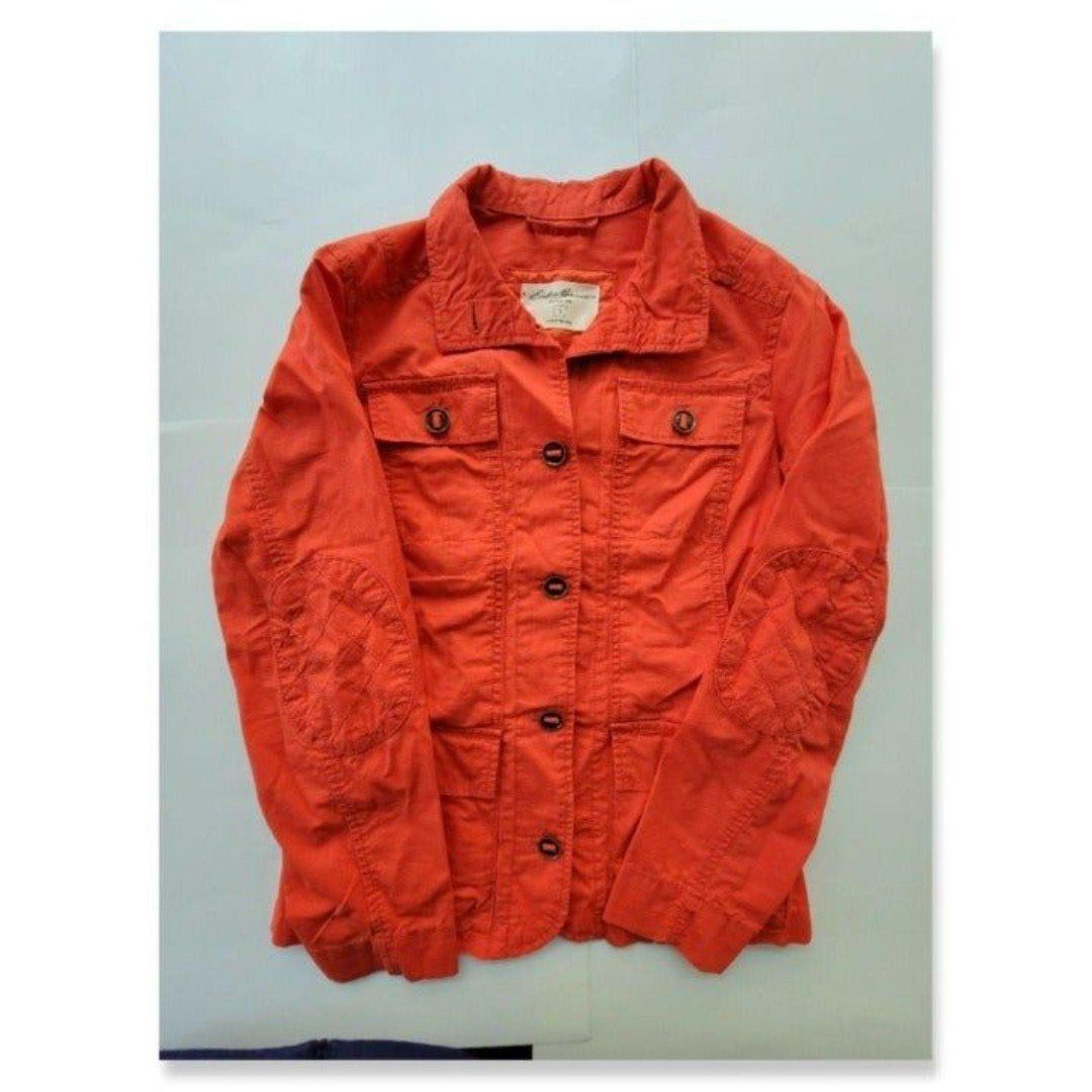 Eddie Bauer Womens Small Orange Lightweight Utility Jacket Military Coat Top