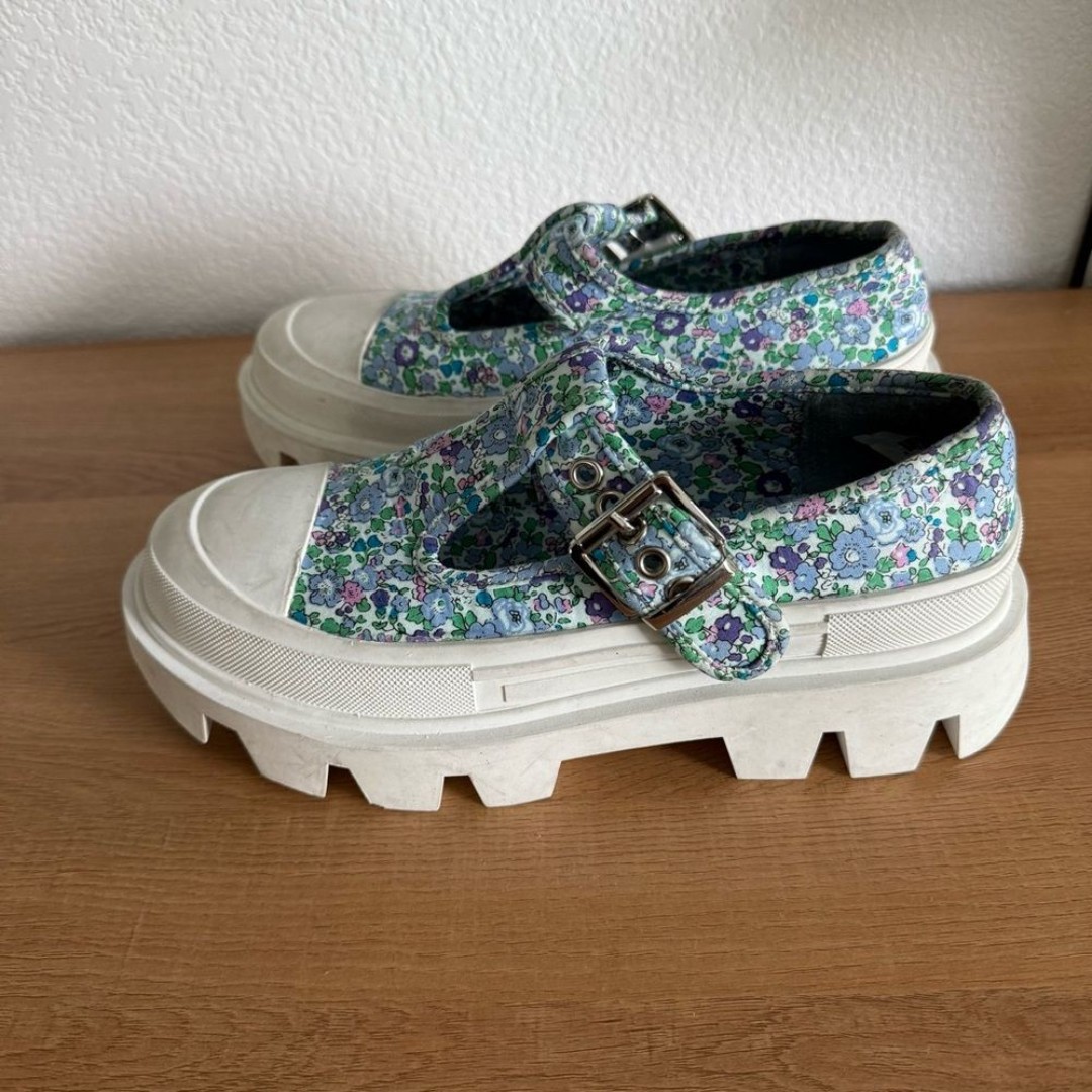 Jeffrey Campbell Liberty London Floral Mary Jane Buckle Lug Platform Shoes 6.5