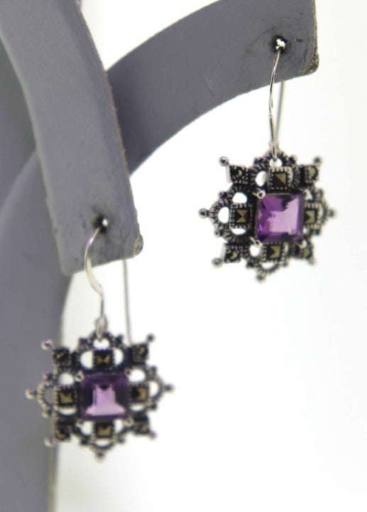 925 Sterling Silver Amethyst Earrings