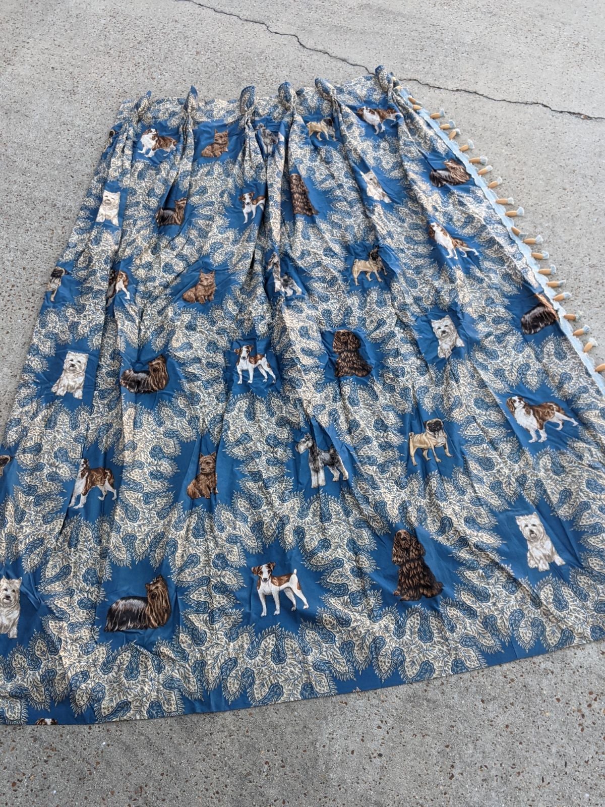 Pinch pleat drapery panel DOGS: PUG, JACK RUSSELL, WESTIE, SPANIEL