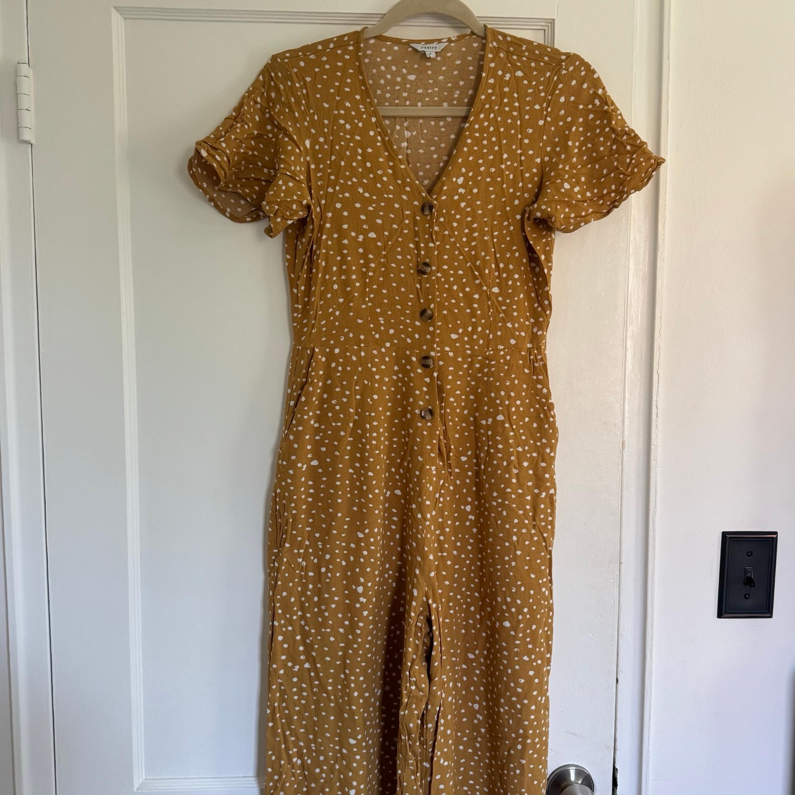 Poetry Jumpsuit Mustard Polka Dot Size 8