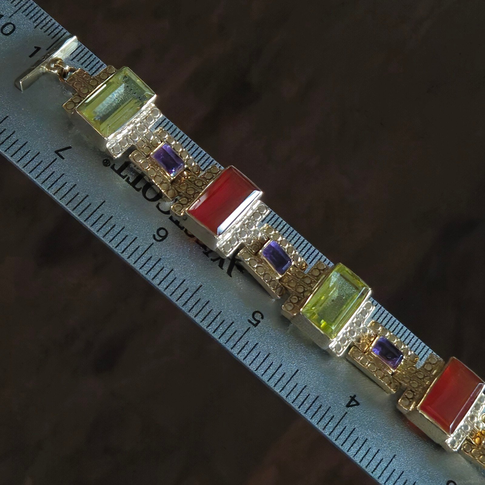 NICKY BUTLER Bronze Collection Carnelian Amethyst Quartz Toggle Bracelet 7.75
