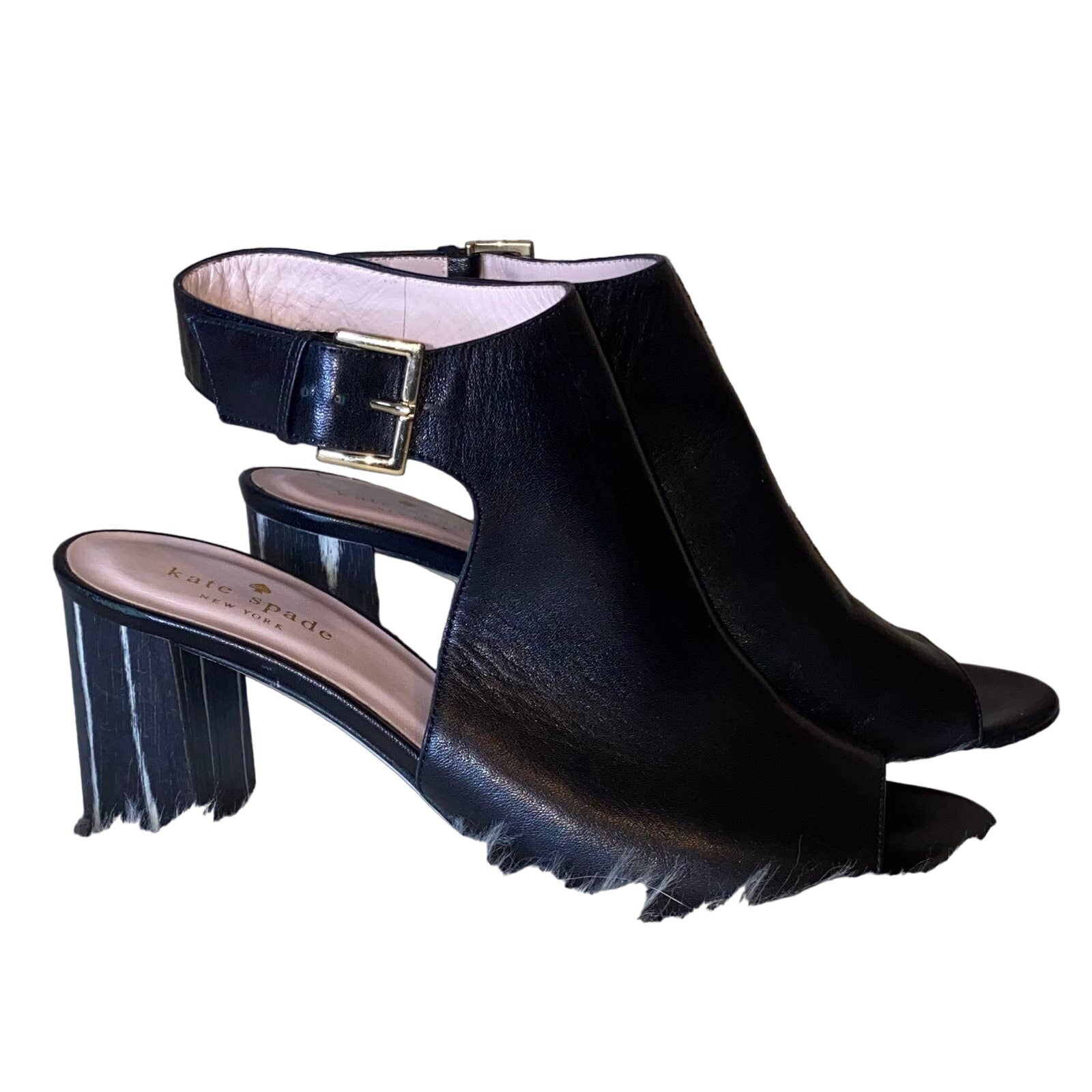 Kate Spade Black Leather Heels Booties Size 8.5