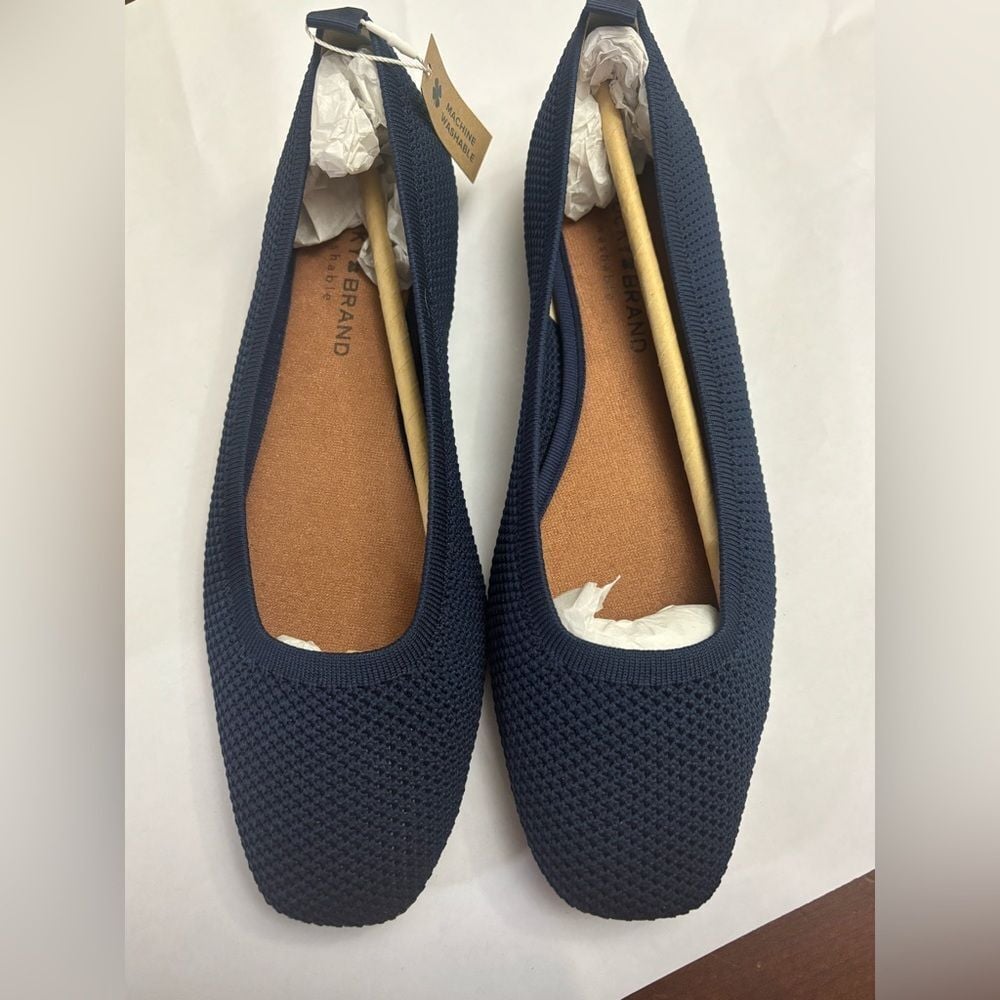 Lucky brand Precoat ribbed knit flats slip on navy 9.5 comfort preppy Beachy