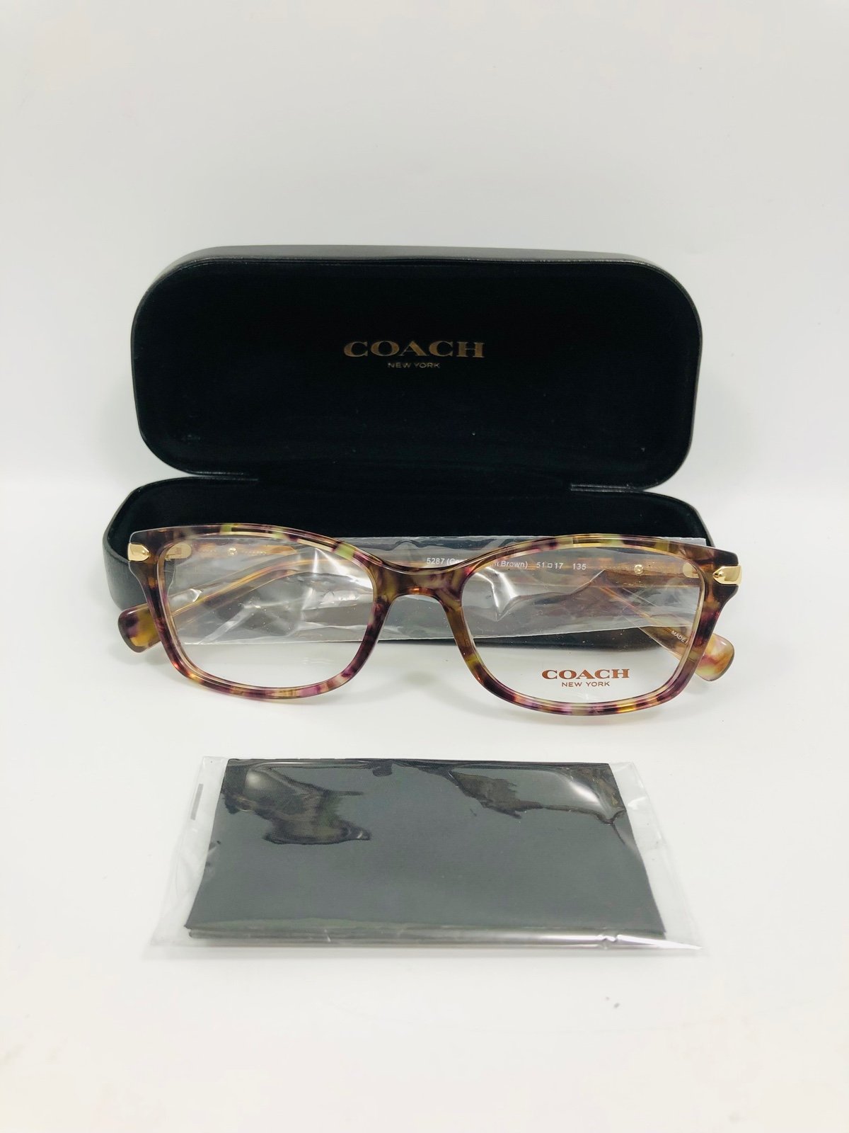 Authentic Coach Eyeglasses HC6065 5287 Confetti Light Brown 135mm with Case