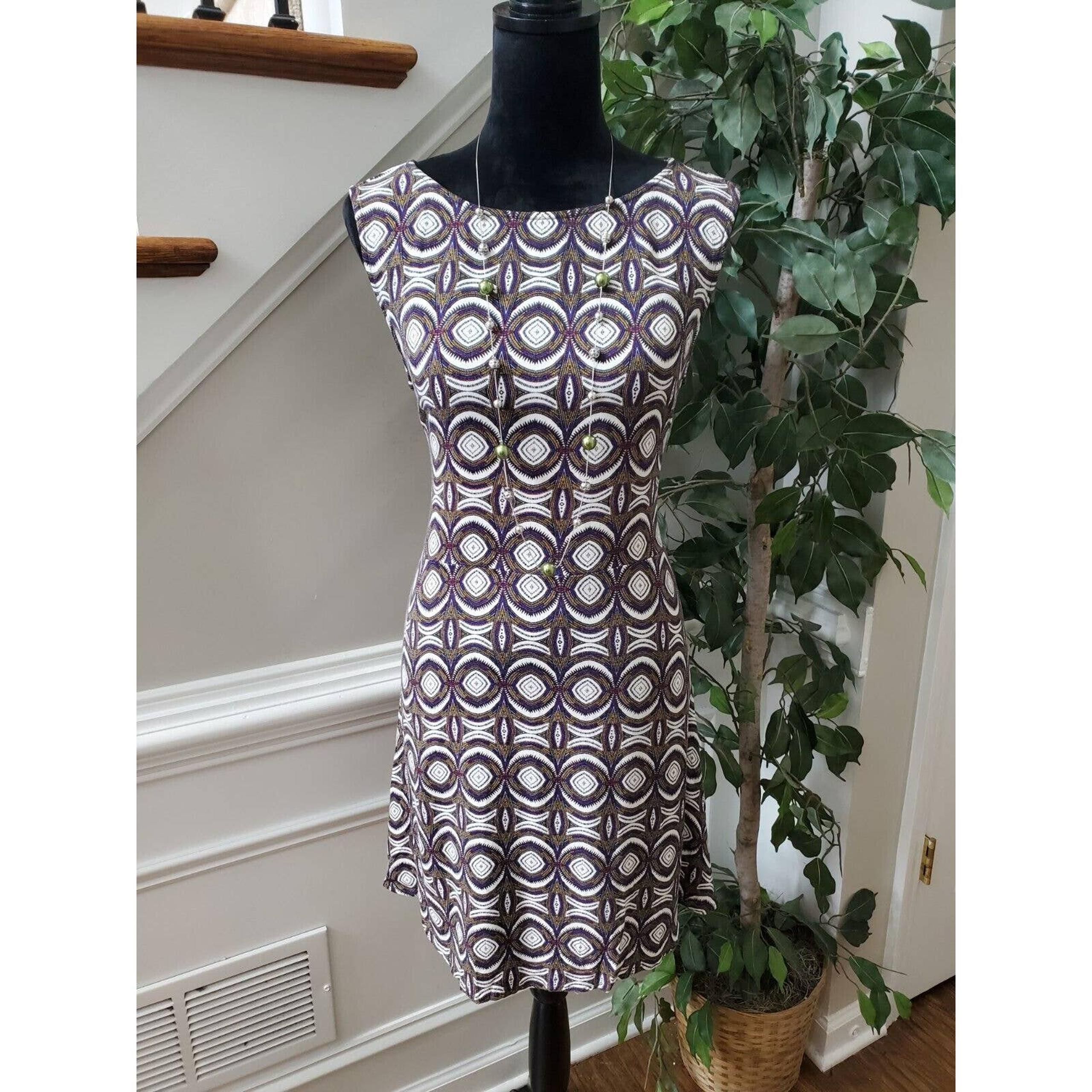 H&M Women's Multicolor Viscose Round Neck Sleeveless Knee Length Dress Size 12