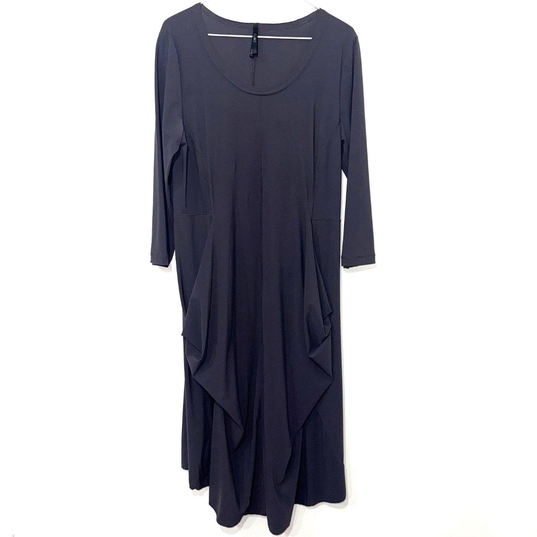 Porto San Francisco 3/4 Sleeve Lagonlook Midi Dress - Gray 3/L