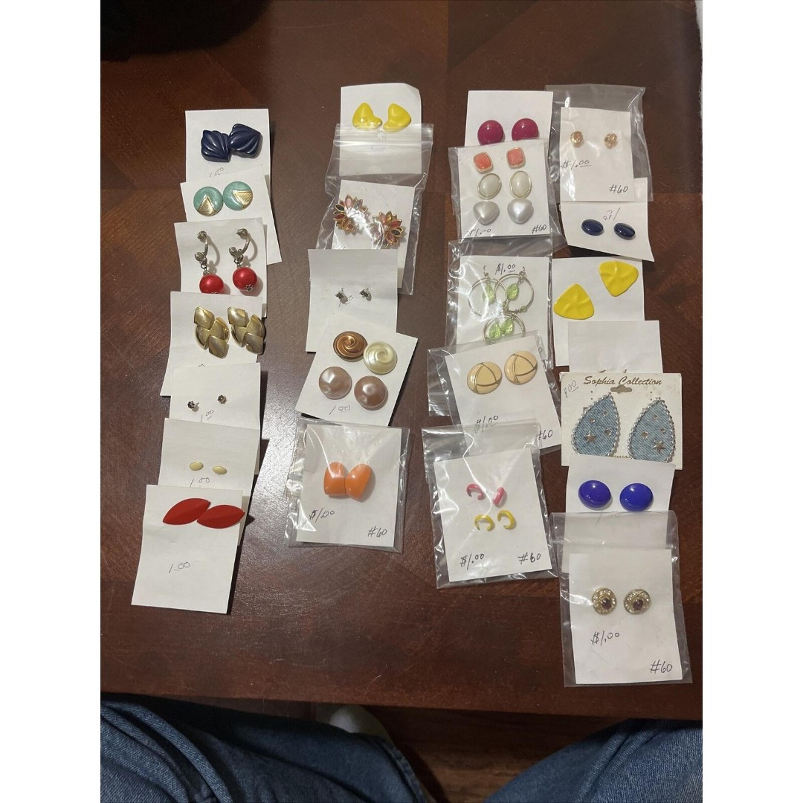 VTG. LOT OF 27 PAIRS EARRINGS Hoops, Dangles, Posts, And More