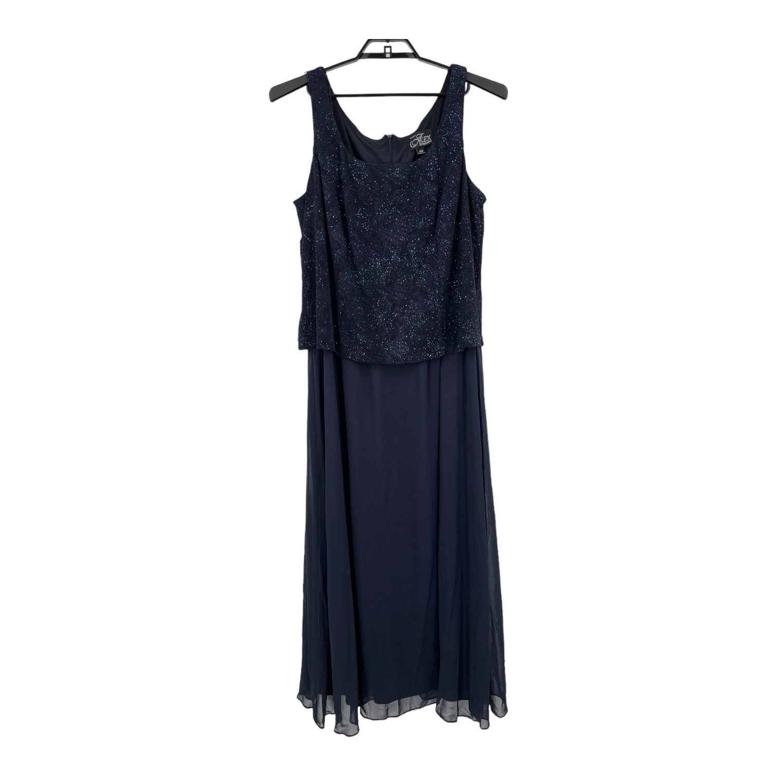 Alex Evenings dress glitter jacquard knit blue size 20W