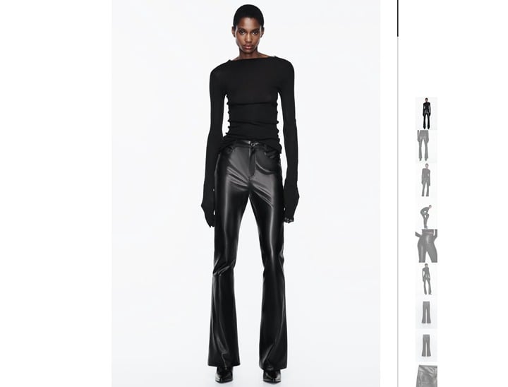 NWT ZARA FAUX LEATHER FLARED PANTS BLACK