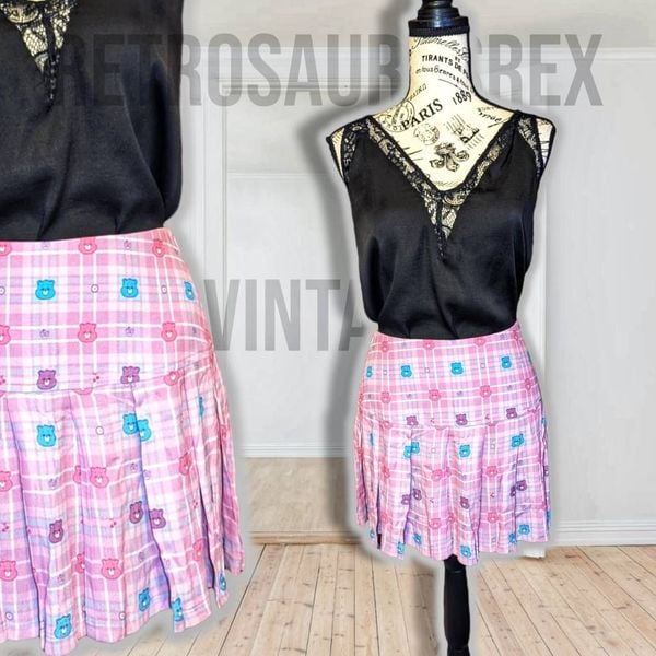 Dolls Kill x Care Bears Harmony in My Heart Plaid Pleated Mini Skirt, Small NWT