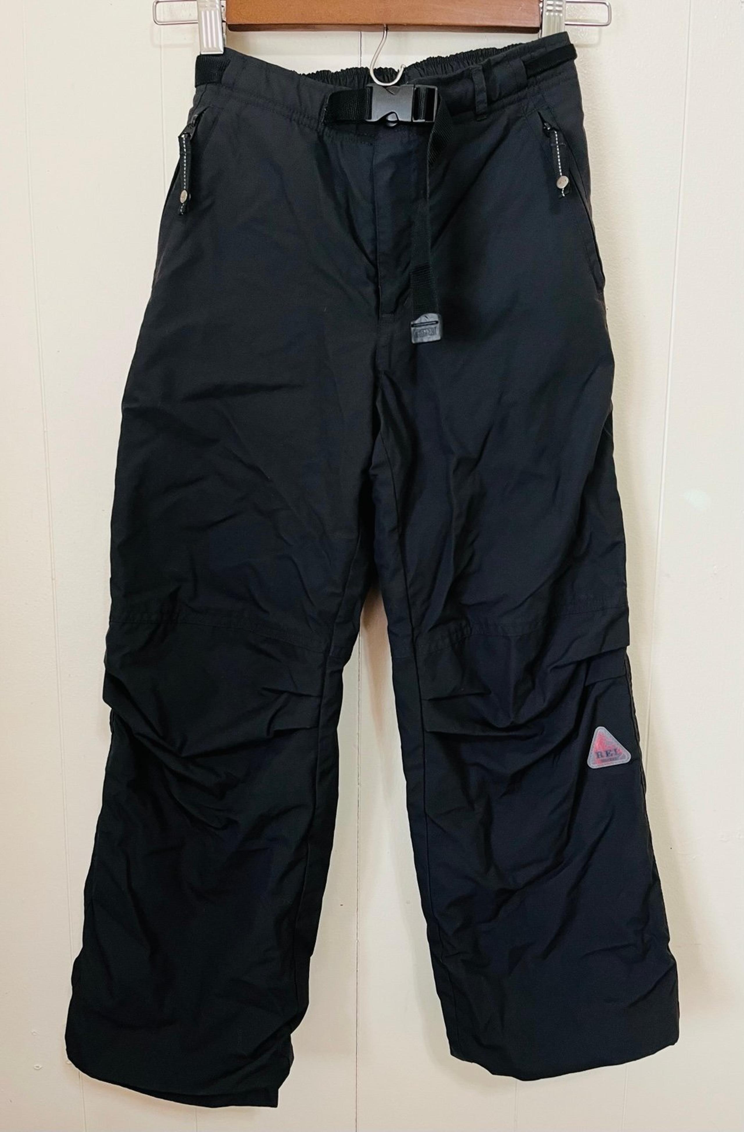 REI Black Ski Snowboard Snow Pants Fleece Lined Boys Size M 8/10