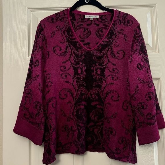 Caamano | Fuchsia Pink Purple V-Neck Sweater Alpaca Sz M