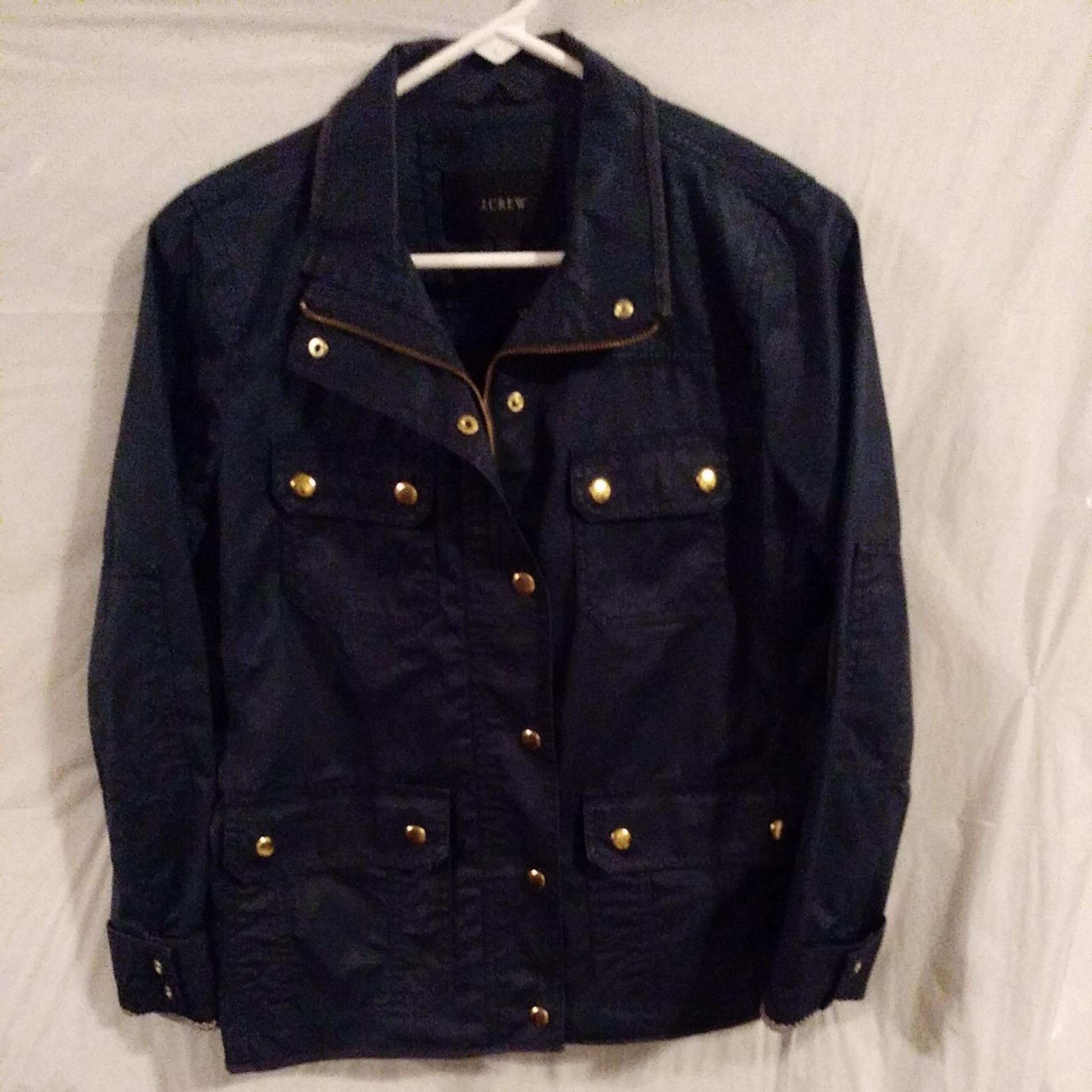 J Crew size 8 cotton Jacket Blue.
