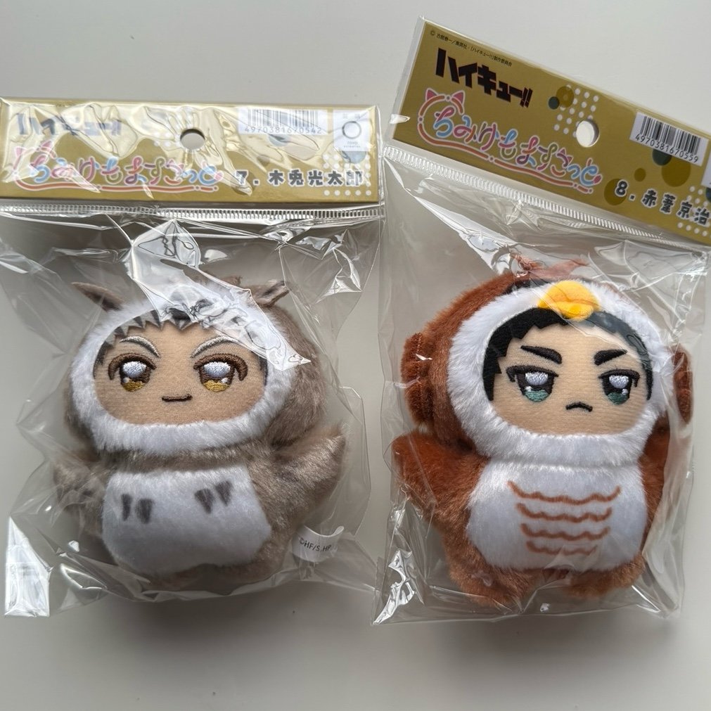 Haikyuu Bokuto and Akaashi Plush Keychain