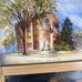 Vintage Town Hall Deep River CT Framed Mirror Reverse Painting Connecticut 18x8