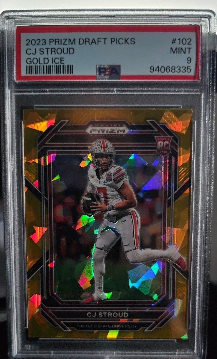 Cj Stroud 2023 Prizm Gold Ice Rookie PSA 9