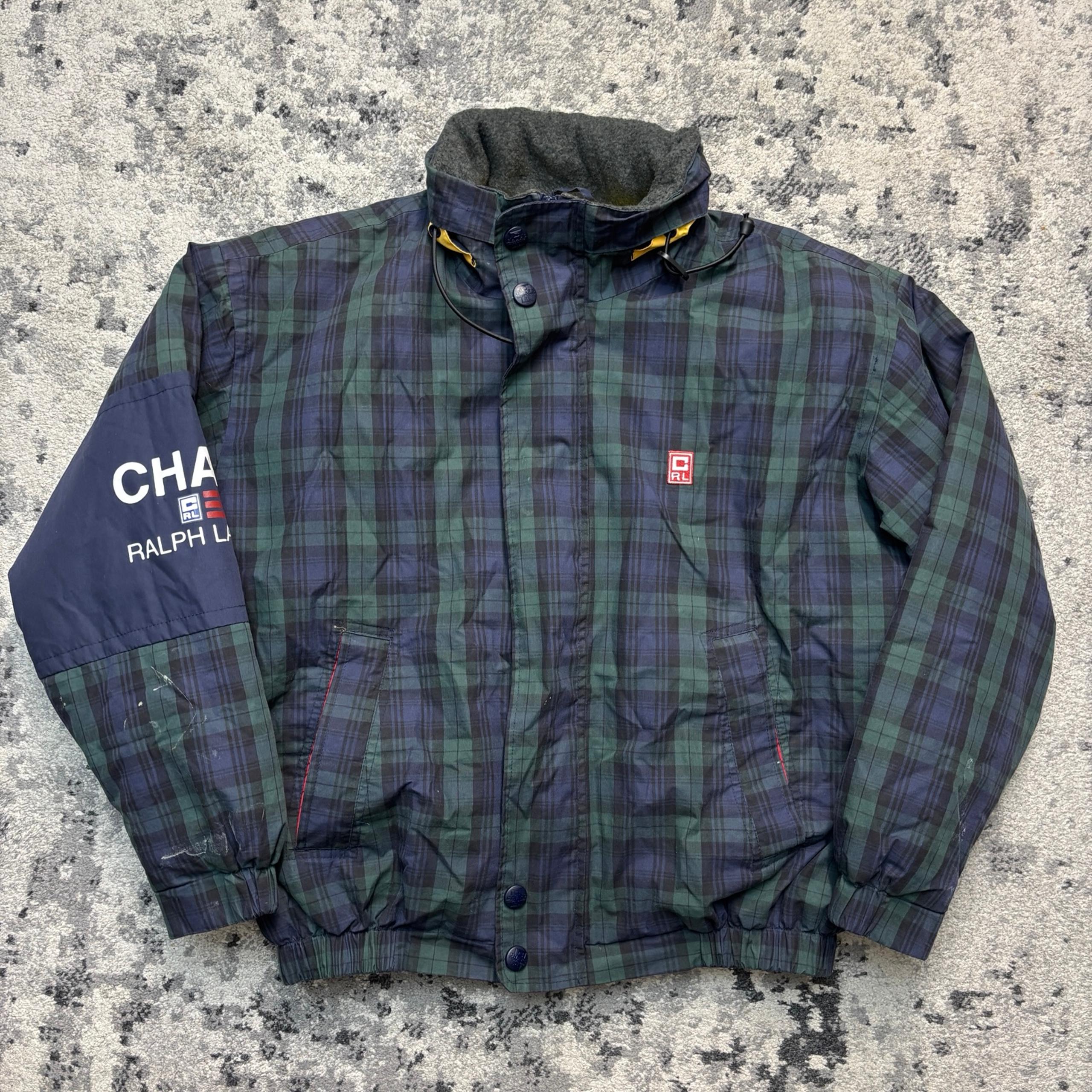 Vintage Chaps Ralph Lauren Plaid Jacket Mens Size Medium Hooded