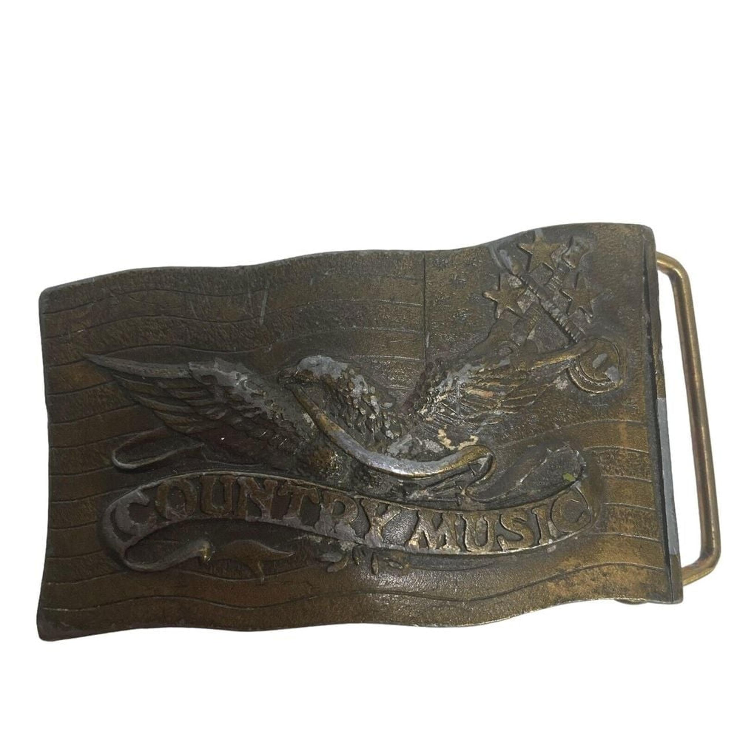 Vtg Country Music Indiana Metal Craft Belt Buckle 1977 L 98 Eagle Guitar Banjo