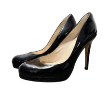LK Bennett Sledge Black Patent Platform Courts Almond Toe Heels Black EU 39