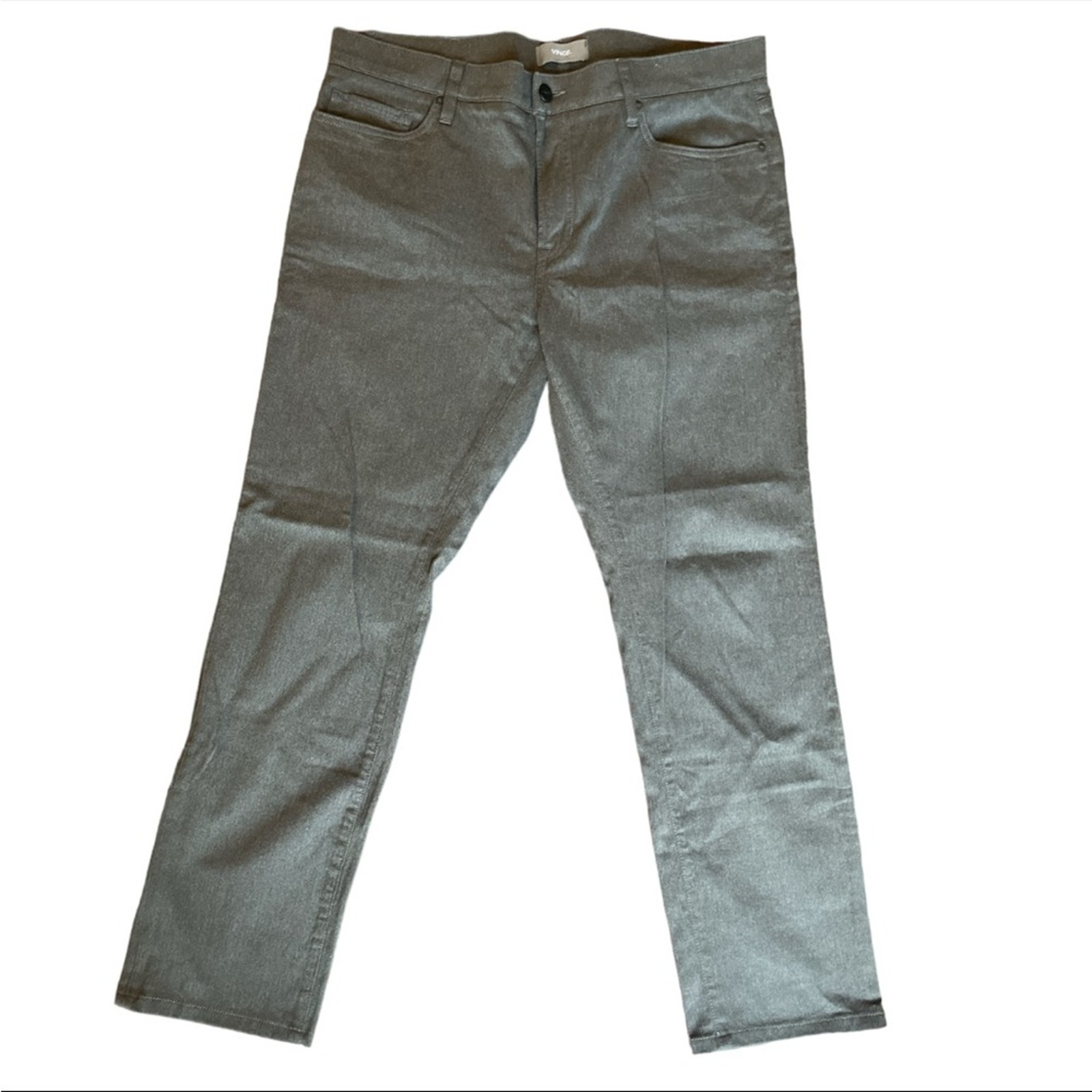 Vince mens Straight leg 5 pocket cotton pants in charcoal 36