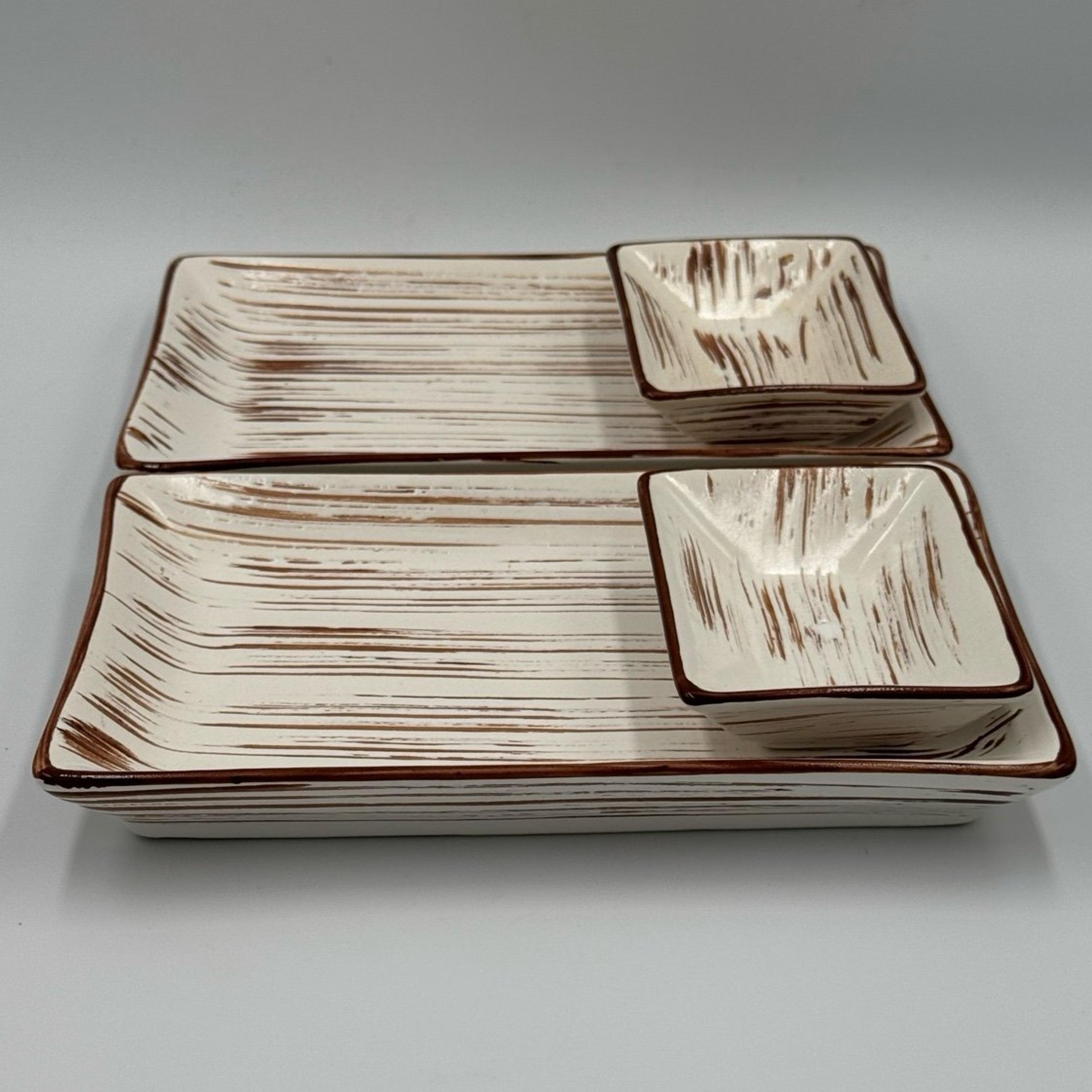 Vintage Pier 1 Ceramic “Suki” Sushi Serving Set for 2